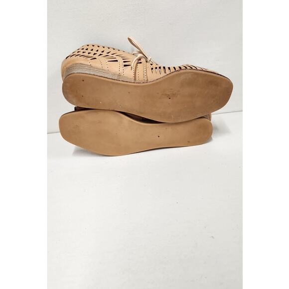 Jeffrey Campbell Rodillo Nude Low Heel Wedge Leather Sandals, Size 6-6.5 Boho - Picture 9 of 11